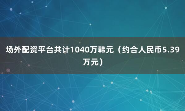 场外配资平台共计1040万韩元（约合人民币5.39万元）